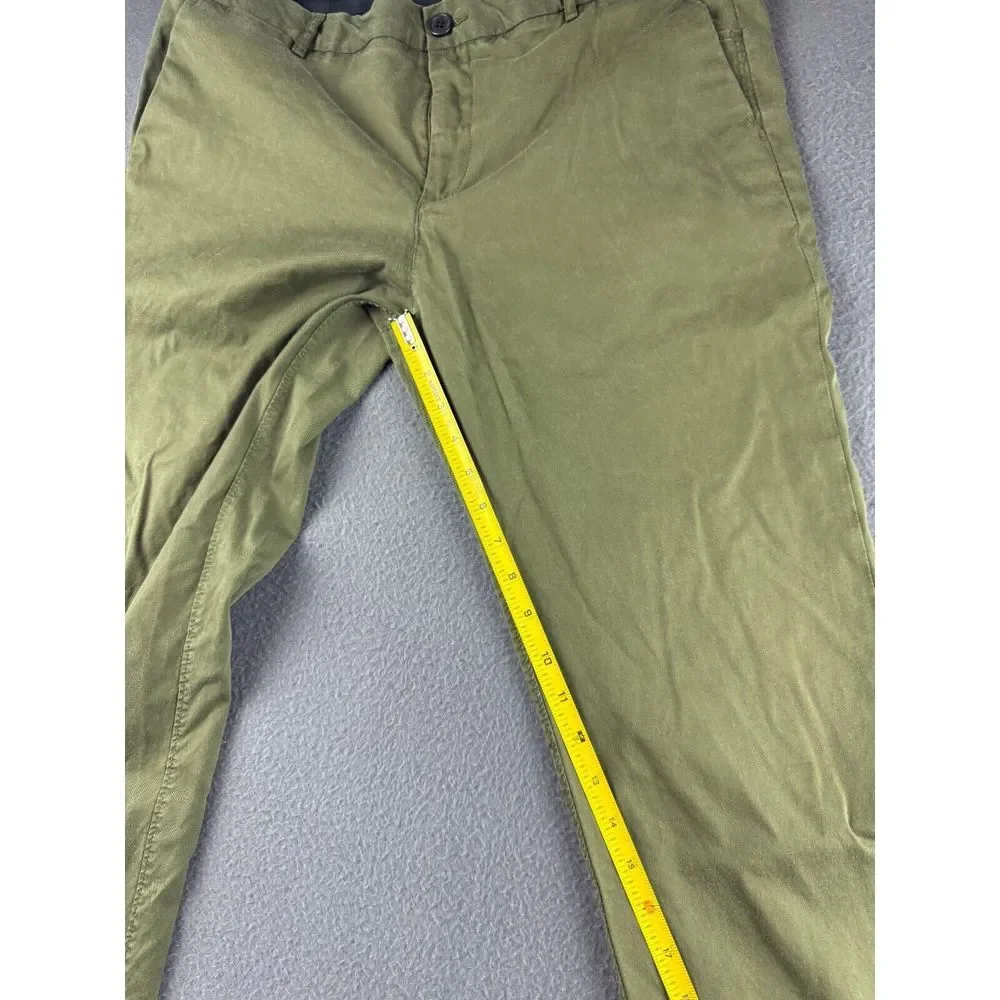 7 Diamonds Pants Men's 36x30* Green Parker Chinos Performance Stretch Flat Front